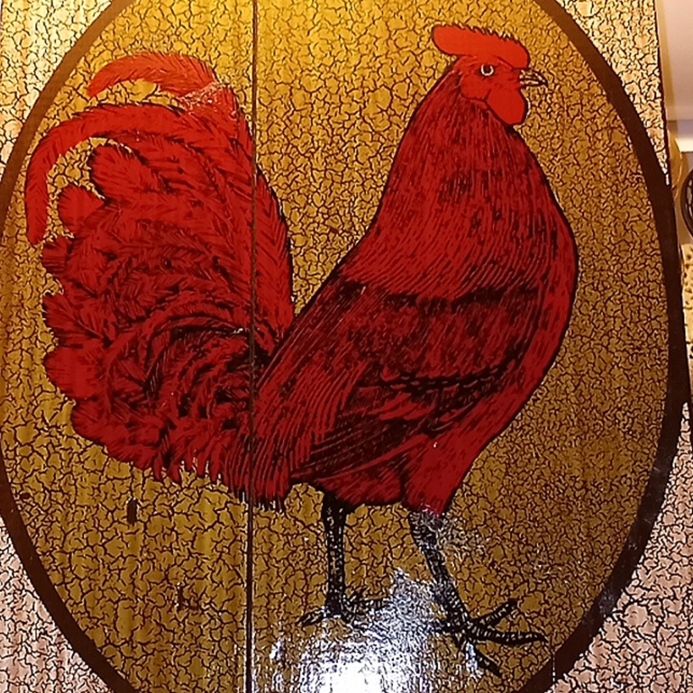 VINTAGE 11" BY 22" RARE VINTAGE TAVERN ROOSTER ON A WOOD BOARD~(LARGE) - Picture 14 of 17